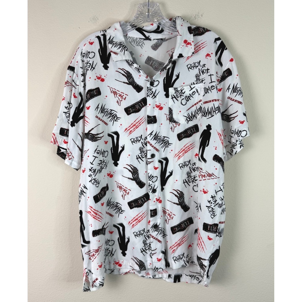 Nightmare on Elm Street Friday the 13th Mens XL Horror Movie Button Up Shirt